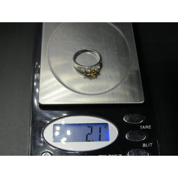 Size 6 Sterling Silver Triple Heart Citrine And Diamond Accent Band Ring Vintage - Picture 8 of 8